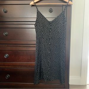 Black and white silky polka dot dress